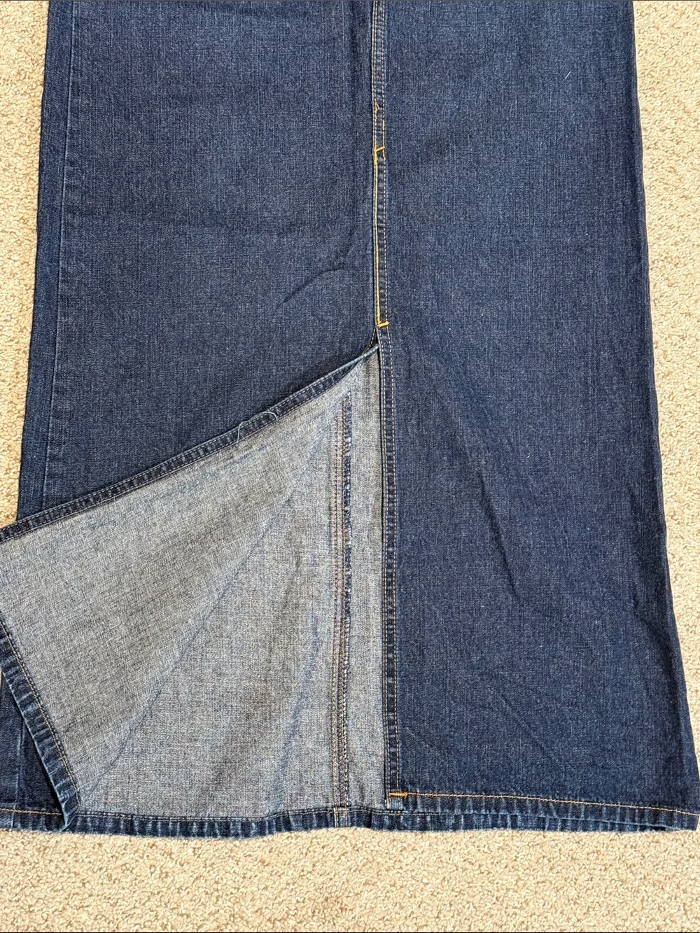 Vintage Dark Wash Denim Maxi Skirt